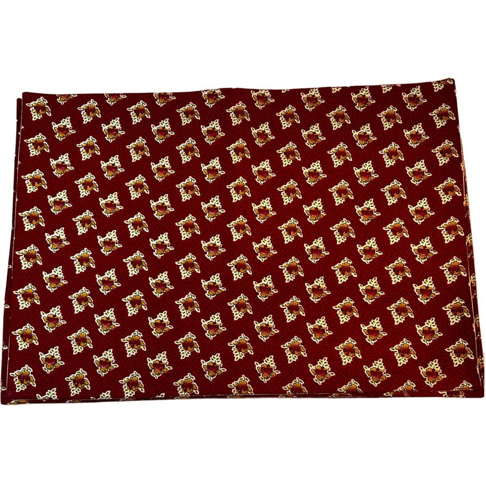 Wellesley Manor Maroon & Floral 100% Cotton Set (4) Placemats 14"x20" EUC